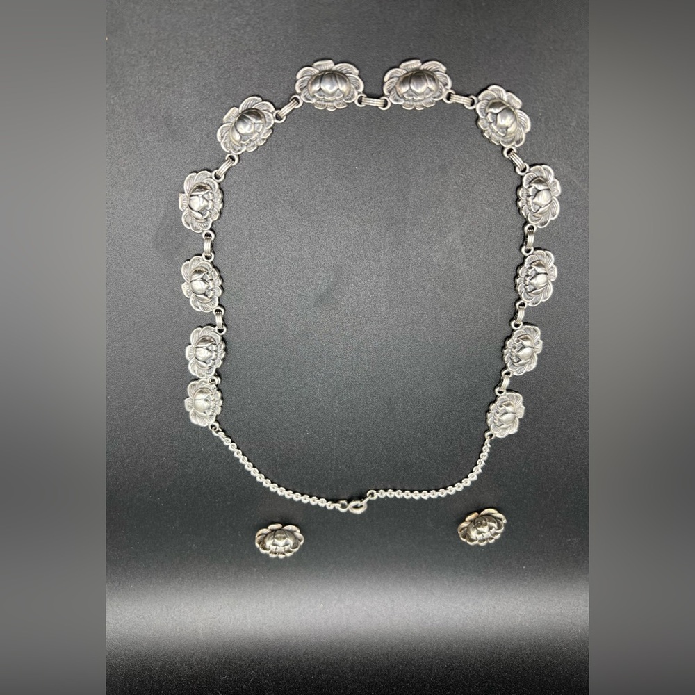 Danecraft STERLING Lotus Necklace and Earrings set